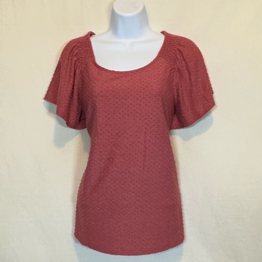 H-67 W5 Pink Dot Short Sleeve Pullover Blouse Size L